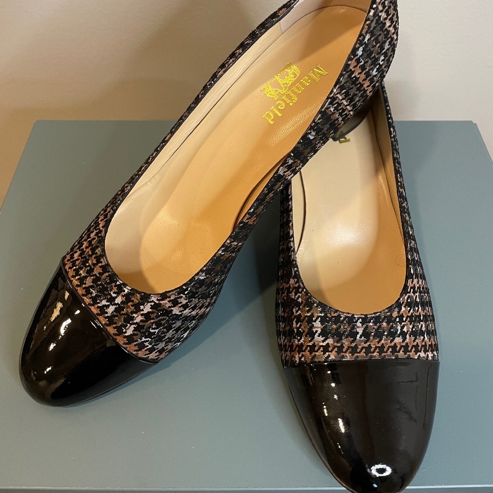 Manfield Escarpin Laurier Black/Multicolor Houndstooth Pump Size 9.5 NWOT
